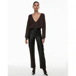 Size 0 Wilfred High-waisted Black Vegan Leather Pants - The Melina Pant